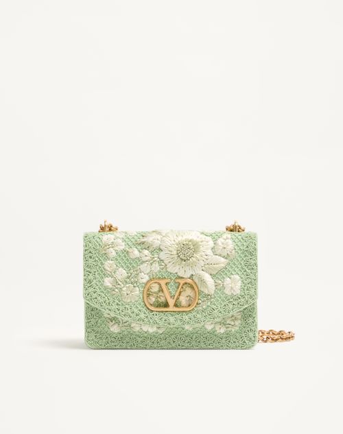 Valentino Garavani - Valentino Garavani Vain Medium Embroidered Shoulder Bag - Light Green - Woman - Shoulder Bags